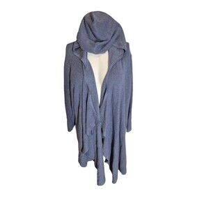 Cyrus Hooded Waterfall Cardigan Waffle Knit Soft Sweater Bluegray Sz 2X